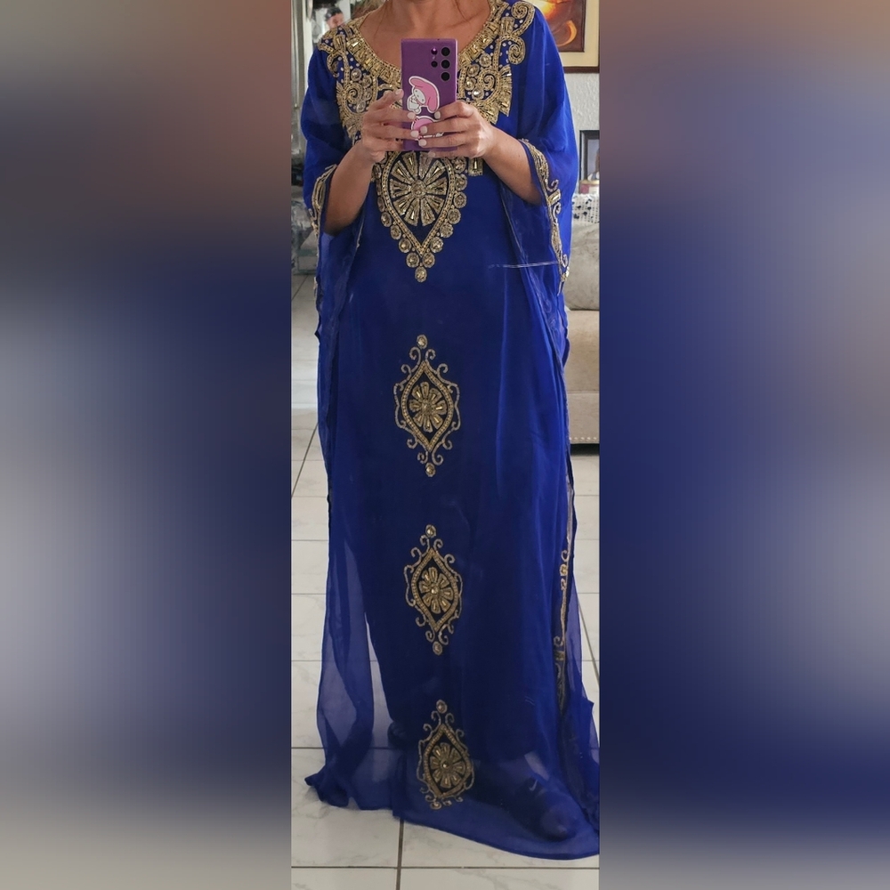 Elegant Blue Embroidered Drees. Bought @ DUBAI